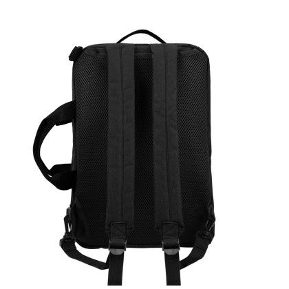 Custom Sophie 3-In-1 Convertible RPET Backpack - Heathered Black Back View 