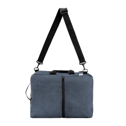 Custom Sophie 3-In-1 Convertible RPET Backpack - Heathered Navy Handle View 