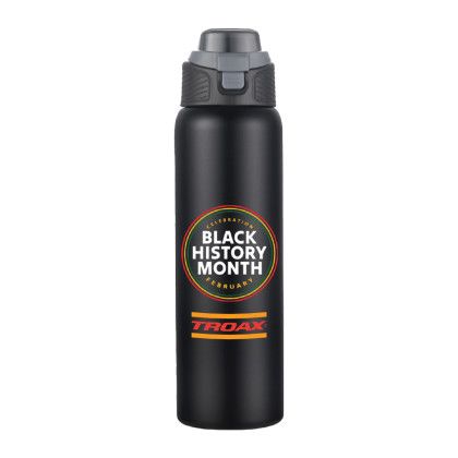 Custom 28 oz Stainless Steel 2 In 1 Spout And Straw Water Bottle- Black History