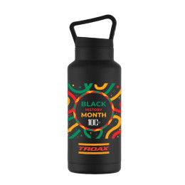Custom 36 oz Double Wall Stainless Steel Water Bottle With Carry Handle - Black History