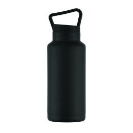 Custom 36 oz Double Wall Stainless Steel Water Bottle With Carry Handle - Black