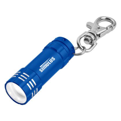 Custom Mini Aluminum LED Light with Key Clip - Blue