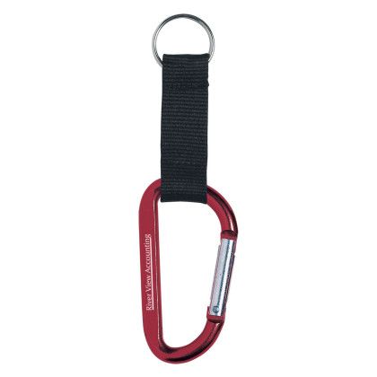 Custom Carabiner With Strap and Split Ring - Maroon Custom Carabiner With Strap and Split Ring - Maroon