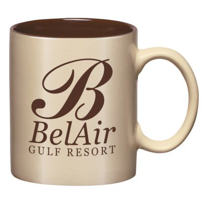 Custom 11 oz. Aztec Mug - Almond With Brown 