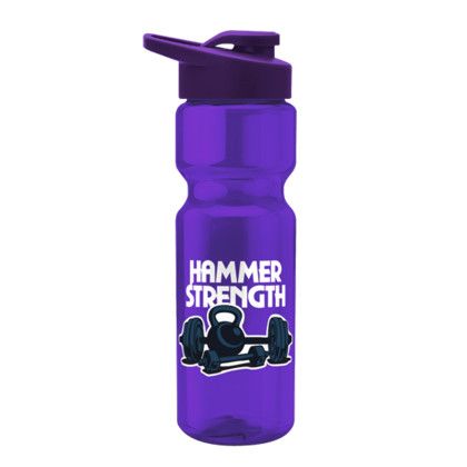Custom Tandem 28 oz Recycled Transparent Bike Bottle w/Drink-thru Lid - Transparent violet