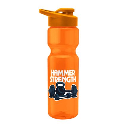 Custom Tandem 28 oz Recycled Transparent Bike Bottle w/Drink-thru Lid - Transparent Orange