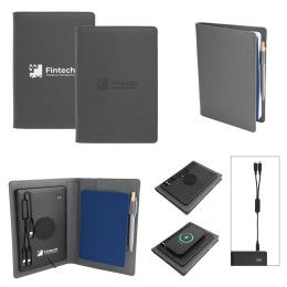 Custom Recycled Power Folio With Wireless Charger & Power Bank - Group