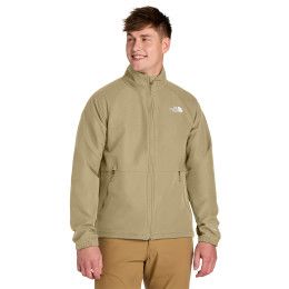 Custom The North Face Barr Lake Soft Shell Jacket - Khaki Stone Dark Heather Front view Custom The North Face Barr Lake Soft Shell Jacket - Khaki Stone Dark Heather Front view