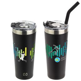 Custom NAYAD Trouper 22 oz Stainless Double-wall Tumbler with Straw - Black