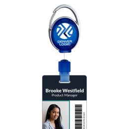 Custom Bexley PVC-Free Recycled Carabiner Badge Reel with Metal Clip