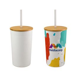Custom Full Color Bamboo Top Tumbler