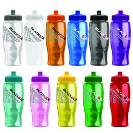 Custom Rotation 27 oz Transparent Contour Bottle w/Push-Pull Lid - All color