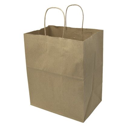 Custom One Color 1-Sided Natural Handle Shopper Paper Bag - 10" x 12" x 7" - Back View Custom One Color 1-Sided Natural Handle Shopper Paper Bag - 10" x 12" x 7" - Back View