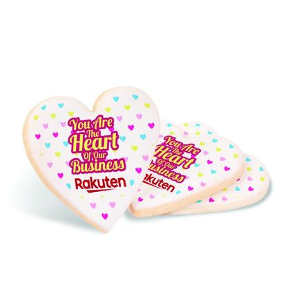 Custom Full Color Custom Printed Cookie- Heart - White