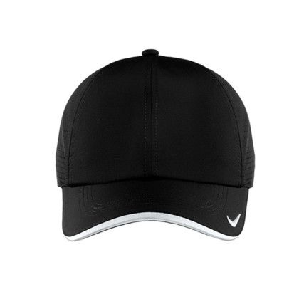 Custom Nike Dri-FIT Perforated Performance Cap - Black/White - Front View