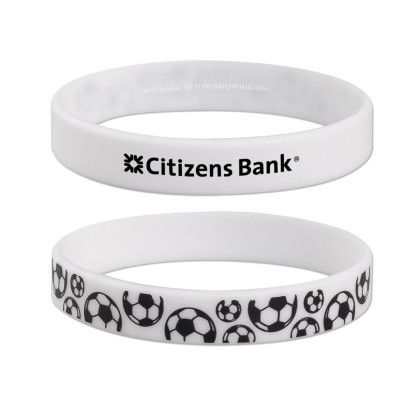 Custom Soccer Silicone Bracelet - Black/White