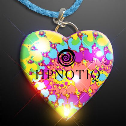 Custom Flashing Tie Dye Heart Necklace