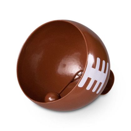 Custom Football Metal Cowbell - Brown With White Side View 