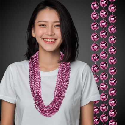 Custom Blank Metallic Light Pink Mardi Gras Beads - Light Pink Lifestyle View 