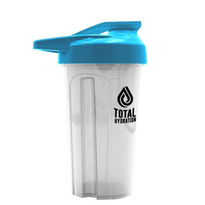Custom Evo Shaker Tumbler with Drink-Thru Lid and Mixing Ball - 20 oz. - Frost with Cyan 