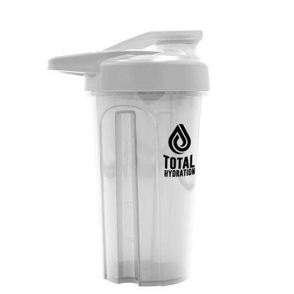 Custom Evo Shaker Tumbler with Drink-Thru Lid and Mixing Ball - 20 oz. - Frost with White 