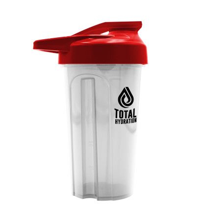 Custom Evo Shaker Tumbler with Drink-Thru Lid and Mixing Ball - 20 oz. - Frost with Red