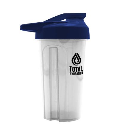 Custom Evo Shaker Tumbler with Drink-Thru Lid and Mixing Ball - 20 oz. - Frost with Navy Blue 