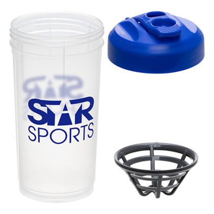 Custom Moto 24 oz Shaker Bottle - Blue Open View 