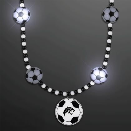Custom Light Up Soccer Ball Beads Necklace with Soccer Medallion