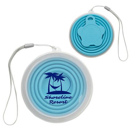 Custom Groove 9 oz Collapsible Silicone Cup with Lid - Light Blue 