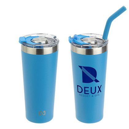 Custom NAYAD Trouper 22 oz Stainless Double-wall Tumbler with Straw - Blue Custom NAYAD Trouper 22 oz Stainless Double-wall Tumbler with Straw - Blue