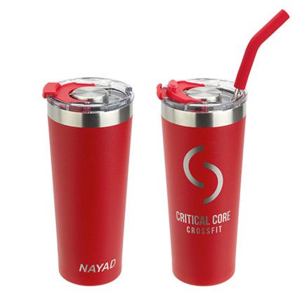 Custom NAYAD Trouper 22 oz Stainless Double-wall Tumbler with Straw - Red Custom NAYAD Trouper 22 oz Stainless Double-wall Tumbler with Straw - Red