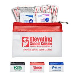 Custom Safety-On-The-Go FS 7 Piece First Aid Kit in Colorful Zipper Vinyl Pouch - All Colors 