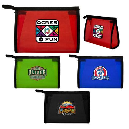 Custom Recycled Mesh Toiletry Bag - All Colors Custom Recycled Mesh Toiletry Bag - All Colors