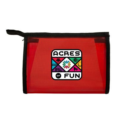 Custom Recycled Mesh Toiletry Bag - Red Custom Recycled Mesh Toiletry Bag - Red