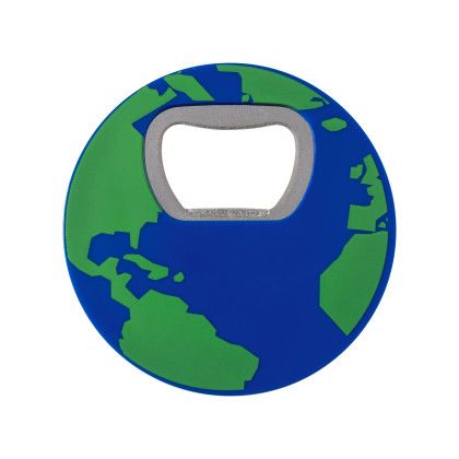 Custom Globe Recycled ABS Bottle Opener - Back View Custom Globe Recycled ABS Bottle Opener - Back View