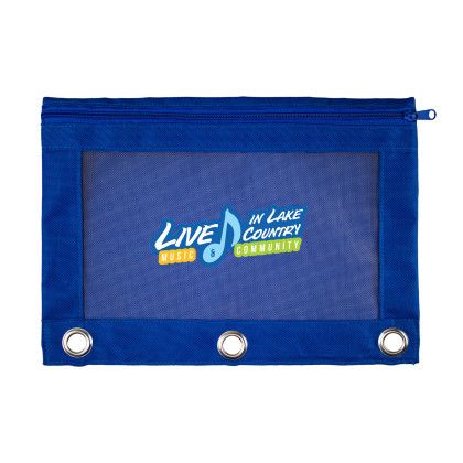 Custom Recycled Mesh Binder Pouch - Blue 