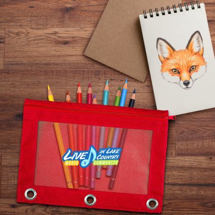 Custom Recycled Mesh Binder Pouch - Red Lifestyle View 