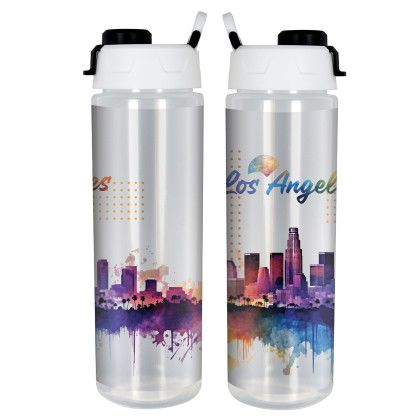 Custom Lumina Full Color 24 oz Bottle with Pop Up Lid - Black