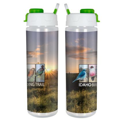 Custom Lumina Full Color 24 oz Bottle with Pop Up Lid - Green