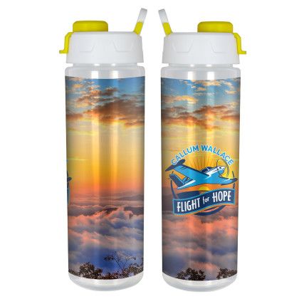 Custom Lumina Full Color 24 oz Bottle with Pop Up Lid - Yellow 