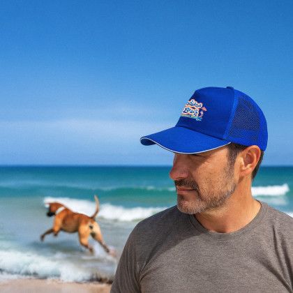 Custom Accent Baseball Hat - Blue Lifestyle View 