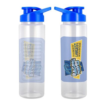 Custom Easy Pour 24 oz Full Color Debossed Bottle - Blue 
