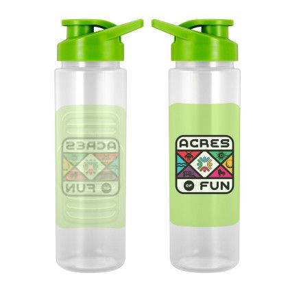 Custom Easy Pour 24 oz Full Color Debossed Bottle - Green 