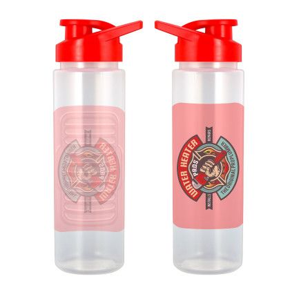 Custom Easy Pour 24 oz Full Color Debossed Bottle - Red