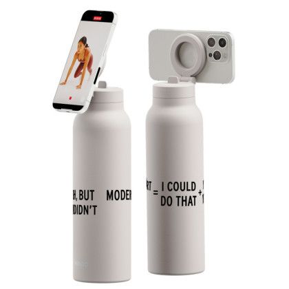 Custom Ringo Pro Water Bottle with Magnetic Booster Ring 24 oz. - Ivory In Use 