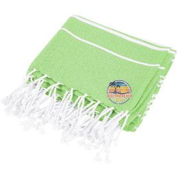 Custom 100% Recycled Cotton Beach Blanket With Tassel Fringe - Lime Green Custom 100% Recycled Cotton Beach Blanket With Tassel Fringe - Lime Green