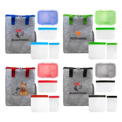 Custom Lunch, Sandwich and Snack Tote Set - All Colors 
