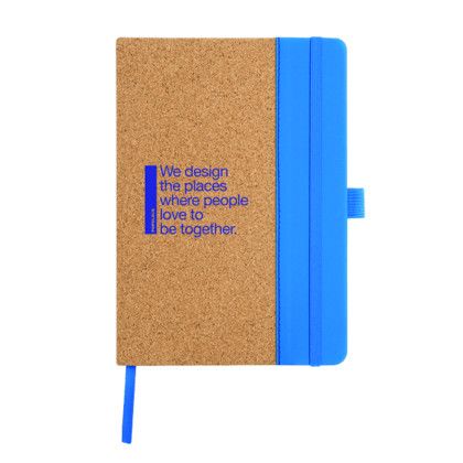 Custom Hickory Cork & Recycled PU Notebook - Blue Custom Hickory Cork & Recycled PU Notebook - Blue