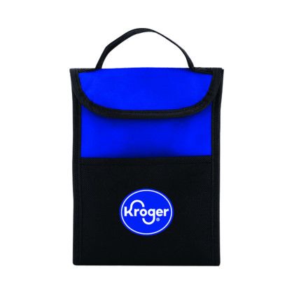 Custom Back Bay Recycled Non Woven Lunch Cooler - Blue with Black